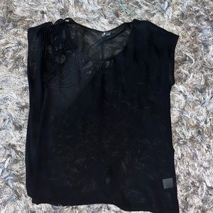 Sparkle and Fade Sheer Black Simple Top